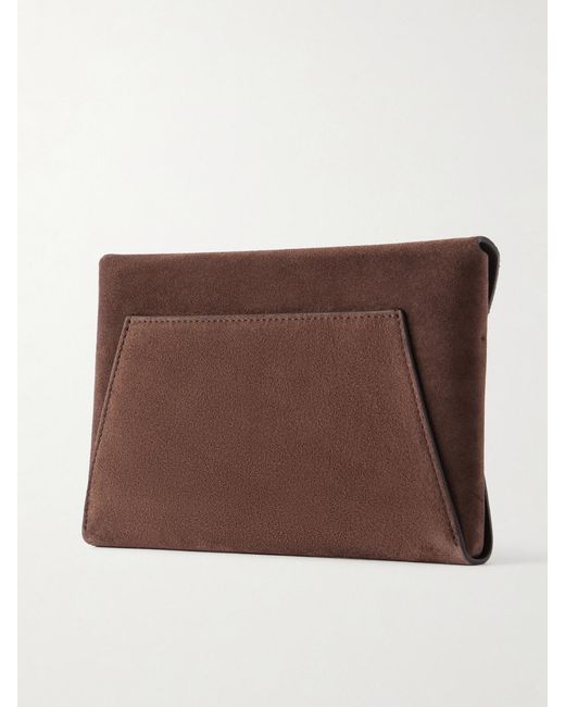 Brunello Cucinelli Brown Envelope Suede Mini Clutch