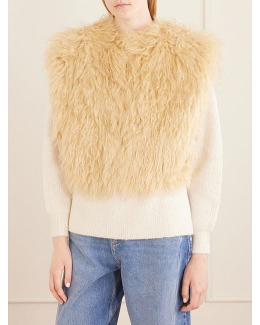Isabel Marant Natural Florana Cropped Shearling Vest
