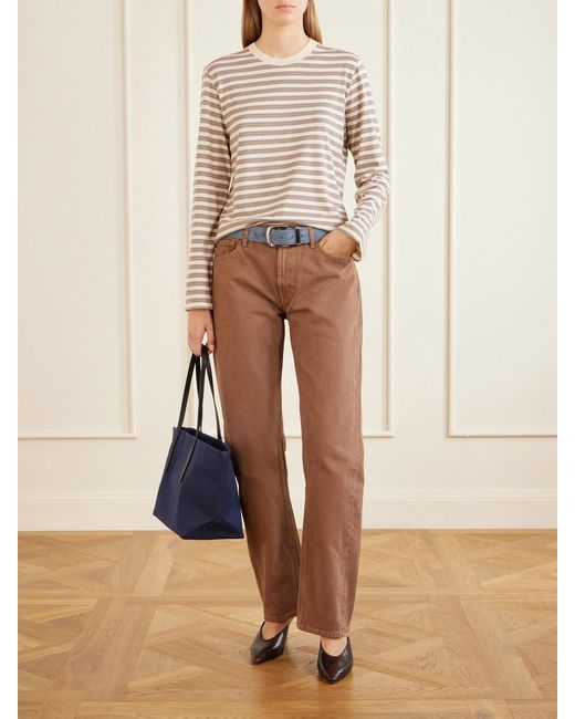 Kallmeyer Blue Driving Leather-Trimmed Canvas Tote