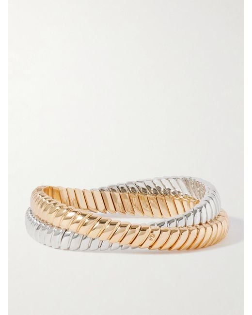 Roxanne Assoulin Natural The Double Cobra Set Aus Zwei Silber- Sowie Goldfarbenen Armbändern