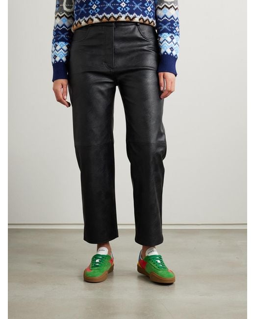 Stella McCartney Black Net Sustain Vegetarian Leather Straight-Leg Pants