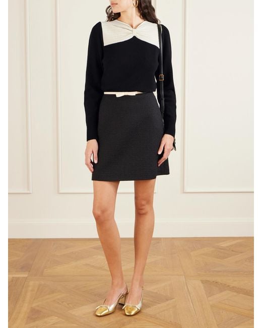 Valentino Garavani Black Bow-Detailed Two-Tone Wool Sweater