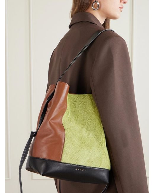 Marni Multicolor Pod 2.0 Leather And Calf Hair Shoulder Bag