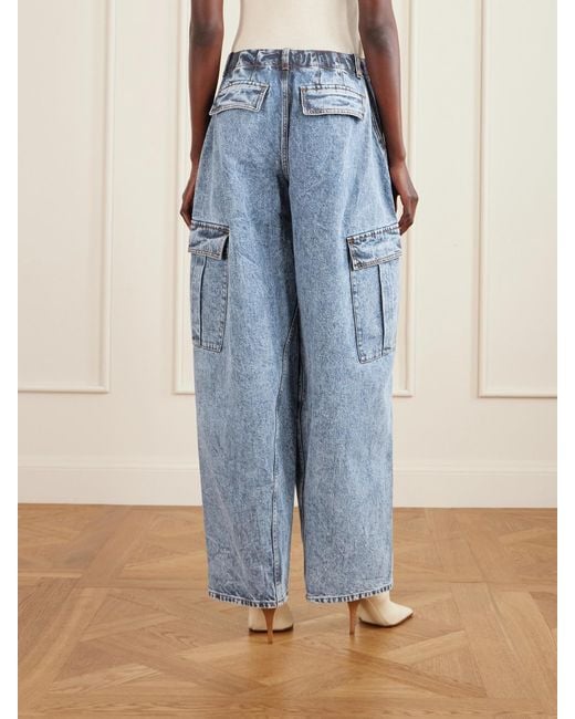 Alaïa Blue Mid-Rise Barrel-Leg Jeans