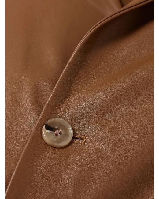 Loulou de Saison Brown Net Sustain Davao Double-Breasted Leather Blazer