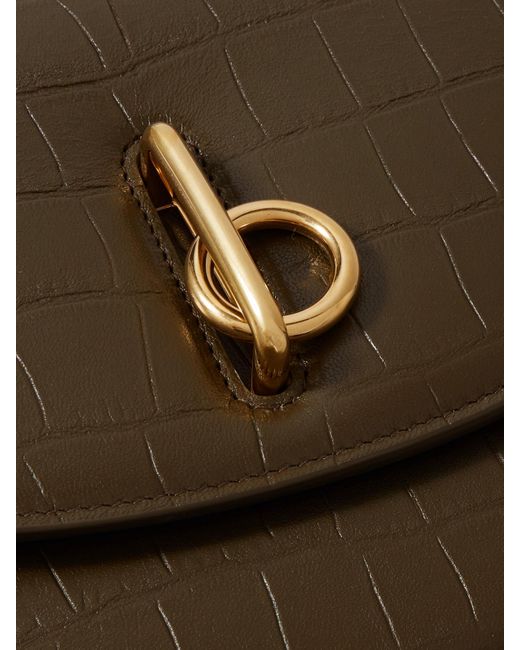 Burberry Brown Schultertasche Aus Leder Mit Krokodileffekt