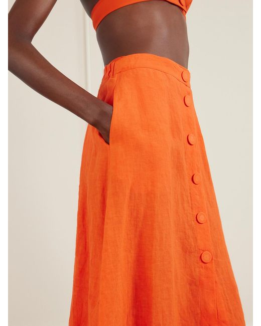 Eres Orange Amusante Linen Midi Skirt