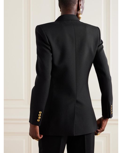Saint Laurent Black Double-Breasted Wool-Gabardine Blazer