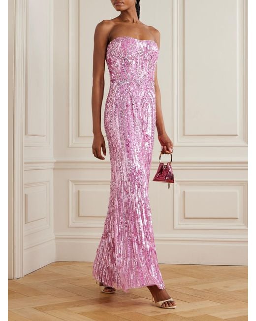 jenny packham pink dress Jenny Packham Pink Illusion Neckline Crepe Evening Gown JENNY PACKHAM Gold  Rush Embellished Cape-effect Tulle