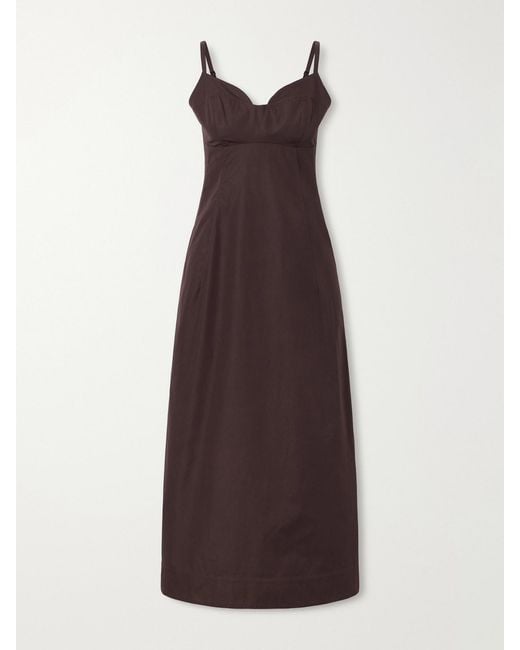 Co. Purple Bustier Cut Tton-Poplin Midi Dress