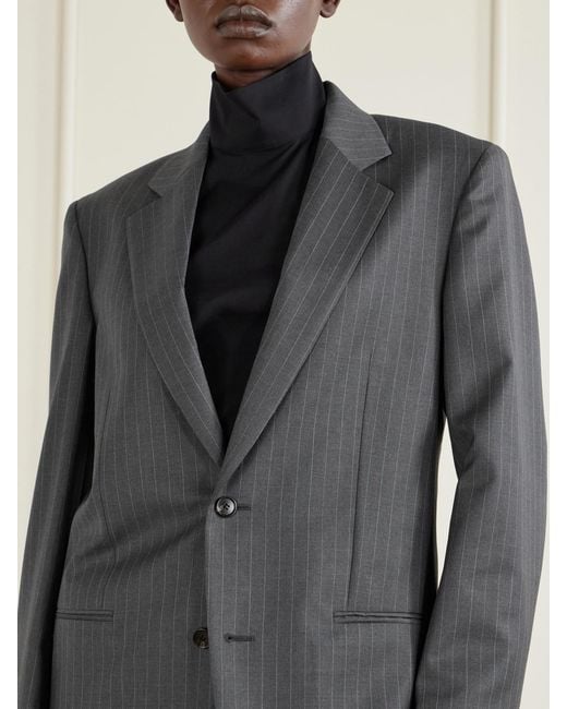 Gucci Gray Striped Printed Wool Blazer
