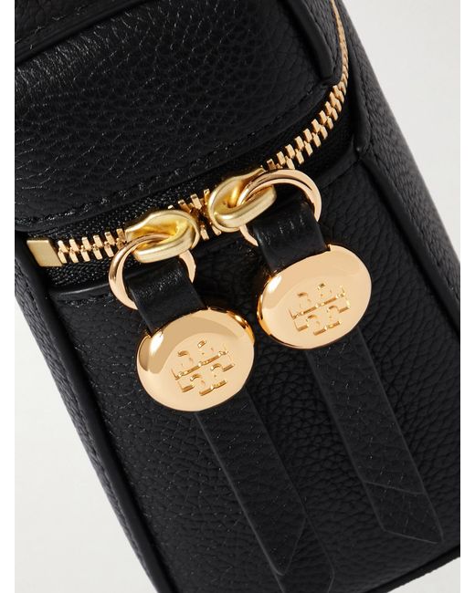 Tory Burch Black Romy Slim Schultertasche Aus Strukturiertem Leder