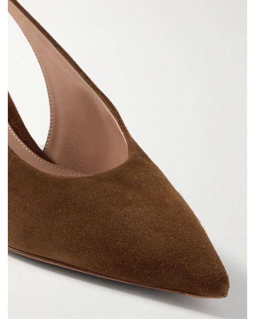 Gianvito Rossi Natural Robbie 45 Suede Slingback Pumps