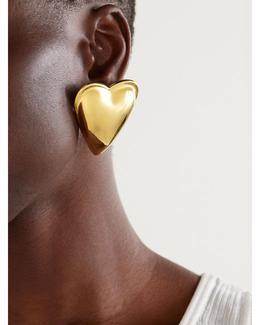 Alaïa White Bombe Goldfarbene Ohrringe