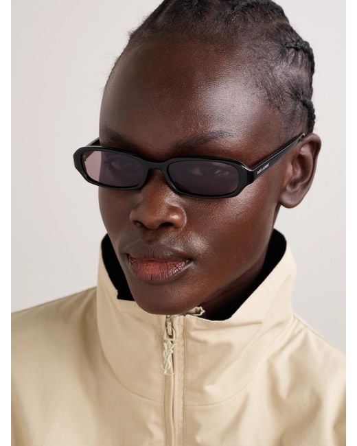 Saint Laurent Black Erin Oval-Frame Acetate Sunglasses