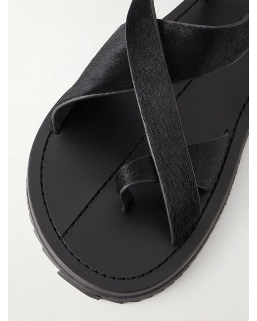 A.Emery Black Ora Pony Hair Sandals