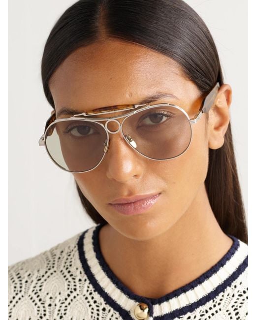 Jacques Marie Mage Metallic Aspen Aviator-Style-Tone And Acetate Sunglasses