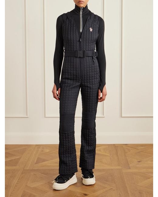 Moncler Blue Gesteppter Skianzug Mit Daunenfüllung, Applikation Und Gürtel