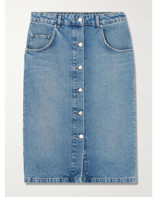 Stella McCartney Blue Midirock Aus Bio-Denim Mit Verzierungen
