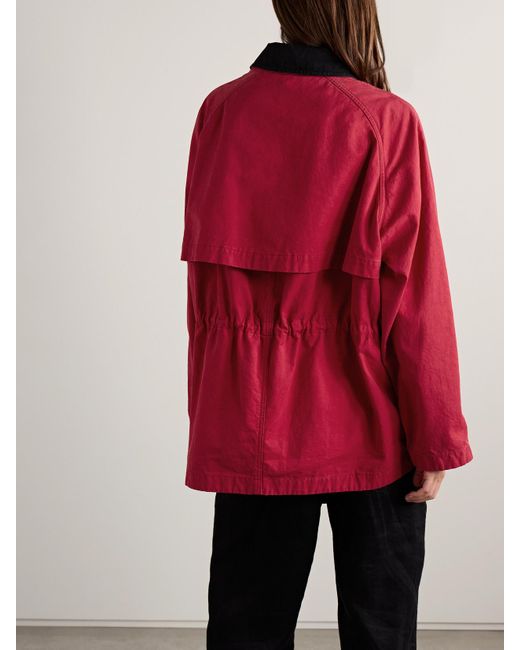 The Row Red Elodianna Two-Tone Cotton-Canvas Jacket