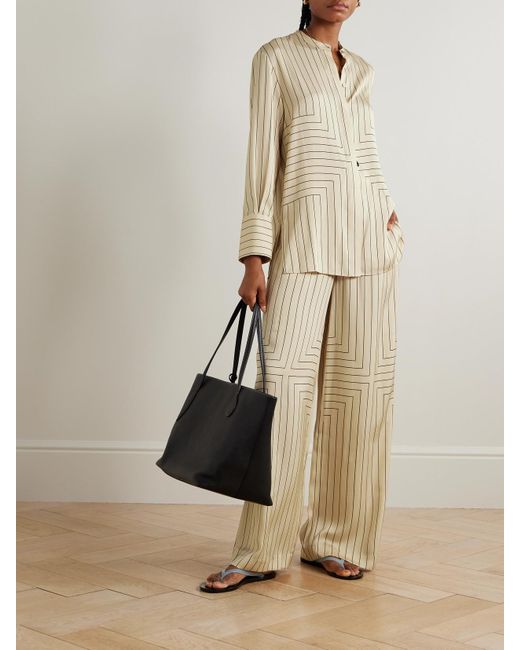 Joseph Natural Athena Striped Silk-Blend Satin Shirt