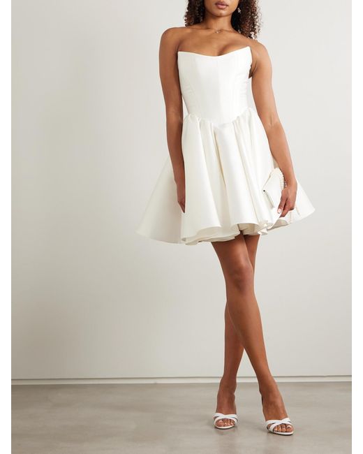 Halfpenny London White Juno Strapless Mikado Mini Dress