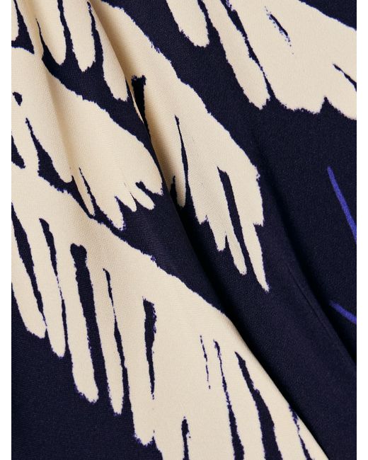 Johanna Ortiz Blue Gangaway Draped Printed Crepe Mini Dress