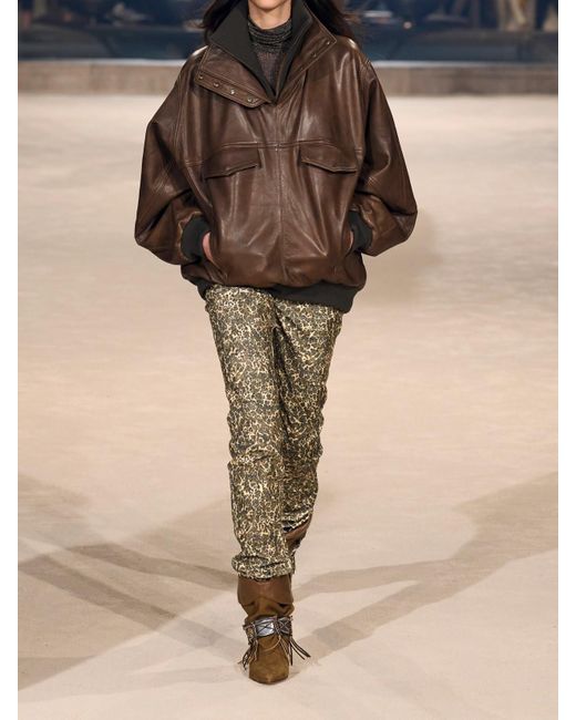 Isabel Marant Natural Ferni Leopard-Print Cotton-Blend Corduroy Slim-Leg Pants