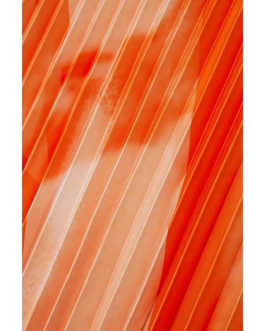 Thebe Magugu Orange Pleated Printed Satin Midi Skirt
