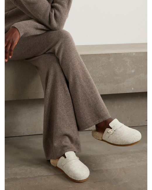 Ancient Greek Sandals White Vasilitsa Shearling-Lined Felt Slippers