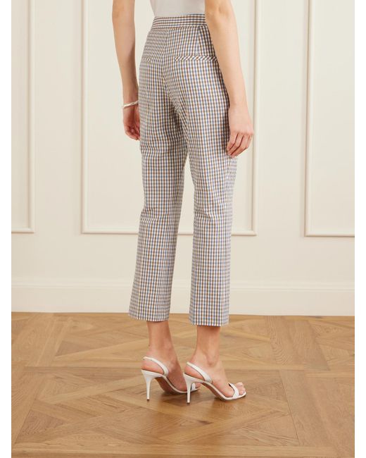 Veronica Beard Gray Arte Checked Cotton-Seersucker Skinny Pants