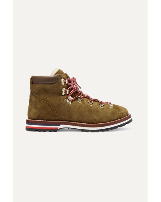 Moncler Green Blanche Shearling-Lined Suede Ankle Boots