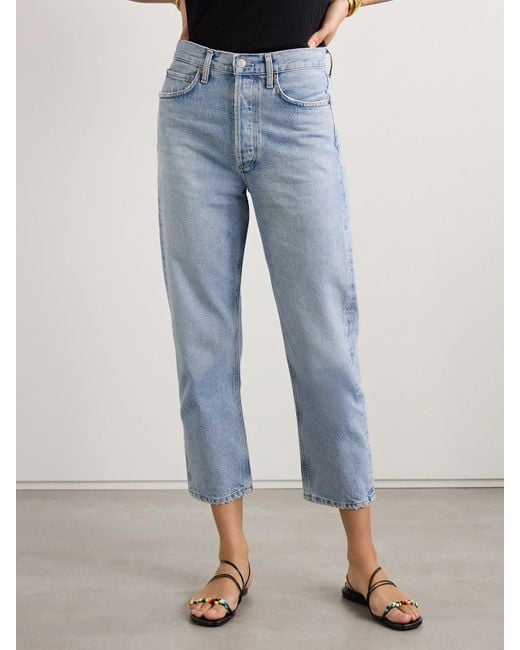 Agolde Blue '90S Crop Mid-Rise Straight-Leg Jeans