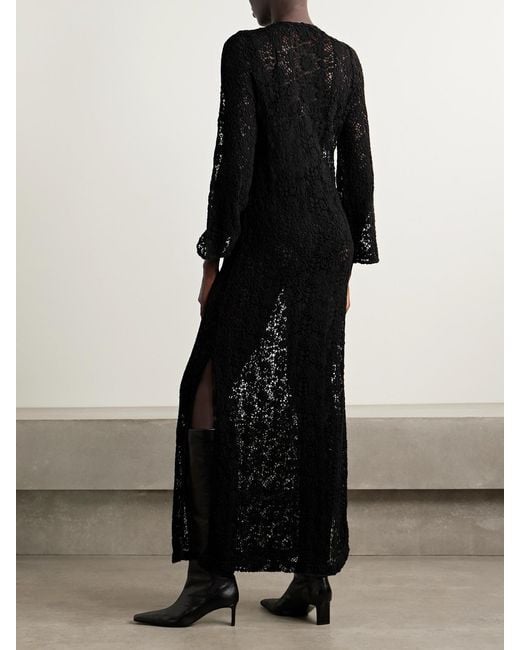 Nili Lotan Black Della Crocheted Cotton Maxi Dress
