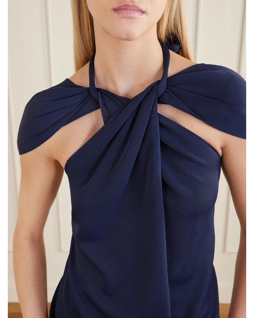 Lanvin Blue Choker Jersey Halterneck Tunic