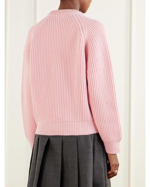 &Daughter Pink Ribbed Mélange Wool Sweater