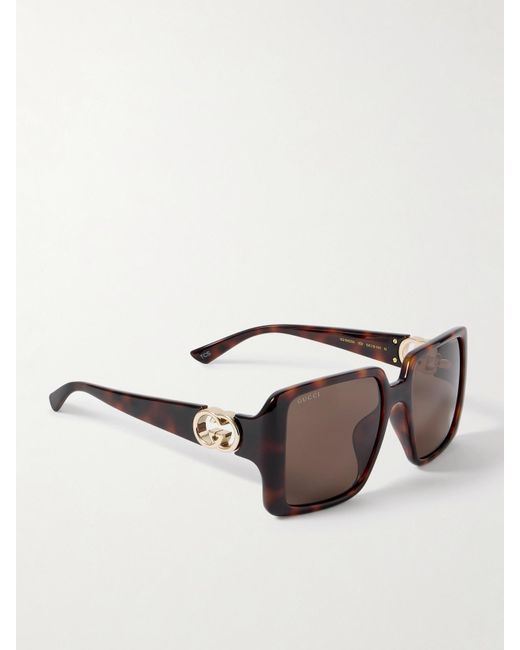 Gucci Black Oversized-Sonnenbrille Mit Eckigem Rahmen Aus Azetat