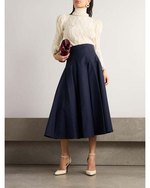 Altuzarra Blue Nell Midirock Aus Baumwolle Mit Falten