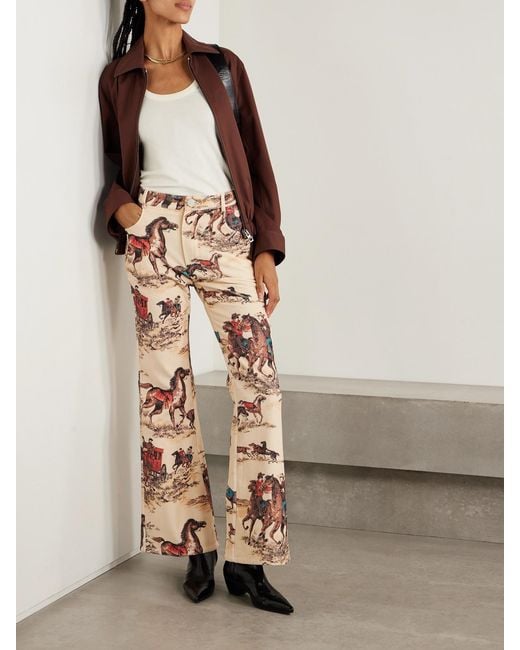 Alix Of Bohemia Natural Bunny Cowboy Printed High-Rise Flared Jeans