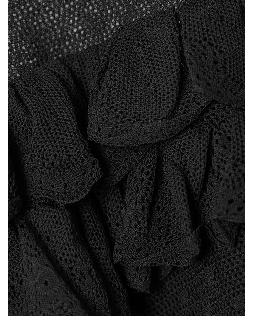Ulla Johnson Black Corinna Ruffled Tiered Point D'Esprit And Chantilly Lace Blouse