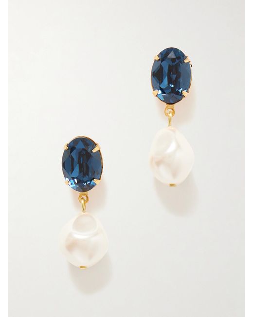 Jennifer Behr Blue Tunis Vergoldete Ohrringe Mit Kristallen Und Kunstperlen