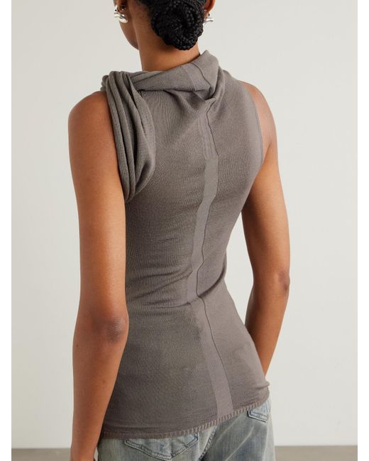 Rick Owens Gray Maglia Asymmetric Wool Top