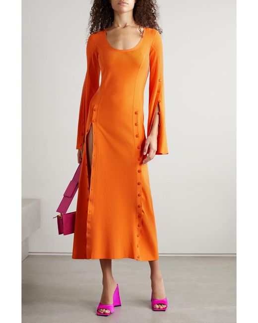 Christopher John Rogers Orange Neon Stretch-Jersey Maxi Dress