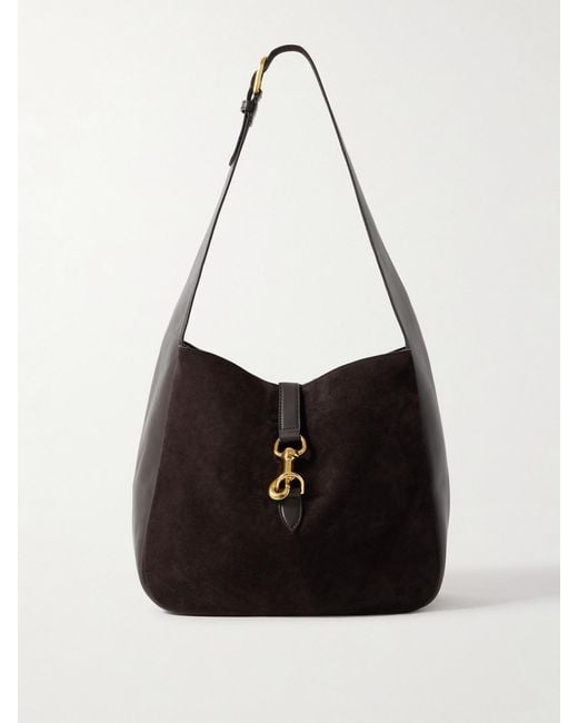 Nili Lotan Black Anita Suede And Leather Shoulder Bag