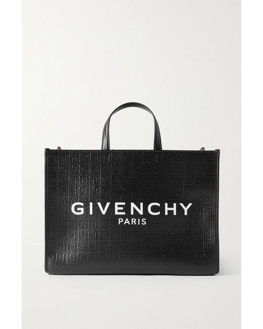 Givenchy G Medium Leather-trimmed Embossed Coated-canvas Tote in Black ...