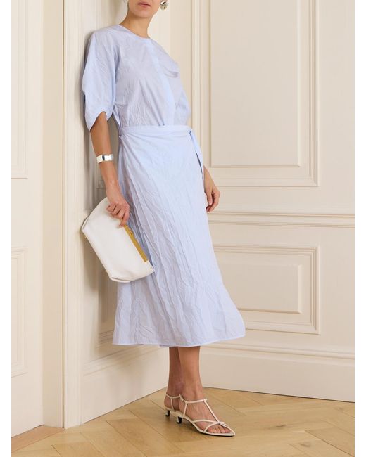 Proenza Schouler Blue Alicia Crinkled Cotton-Blend Gabardine Midi Wrap Dress