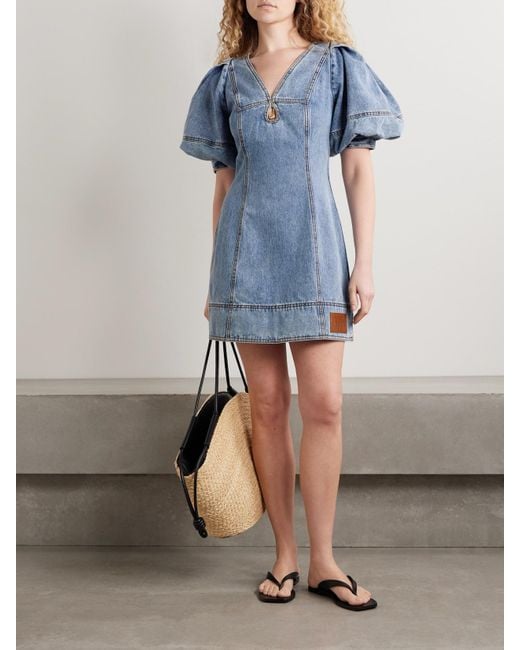 【Aje.】Juno Denim Mini Dress Aje. Juno Embellished Cutout Denim Mini Dress in Blue | Lyst