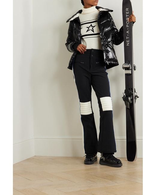 Black Aurora flared faux-leather ski trousers