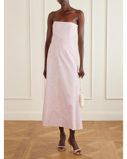 BERNADETTE Pink Odette Cotton Embroidered Dress