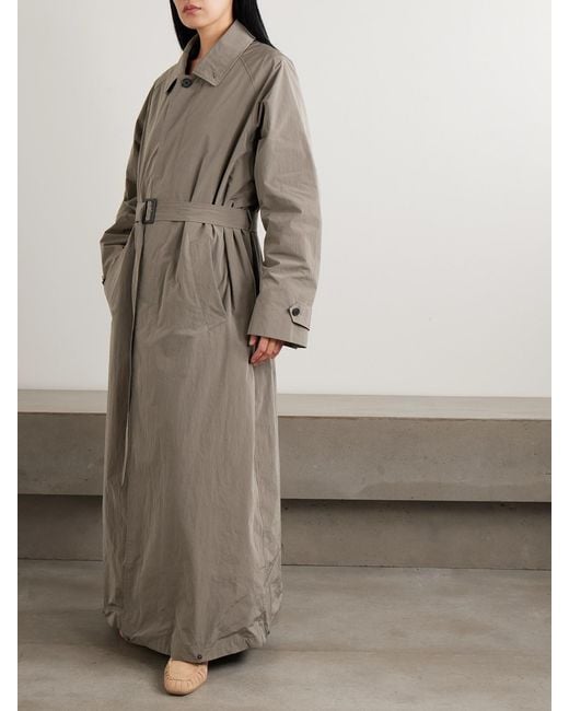 Ssstein Natural Layered Crinkled-Shell Trench Coat